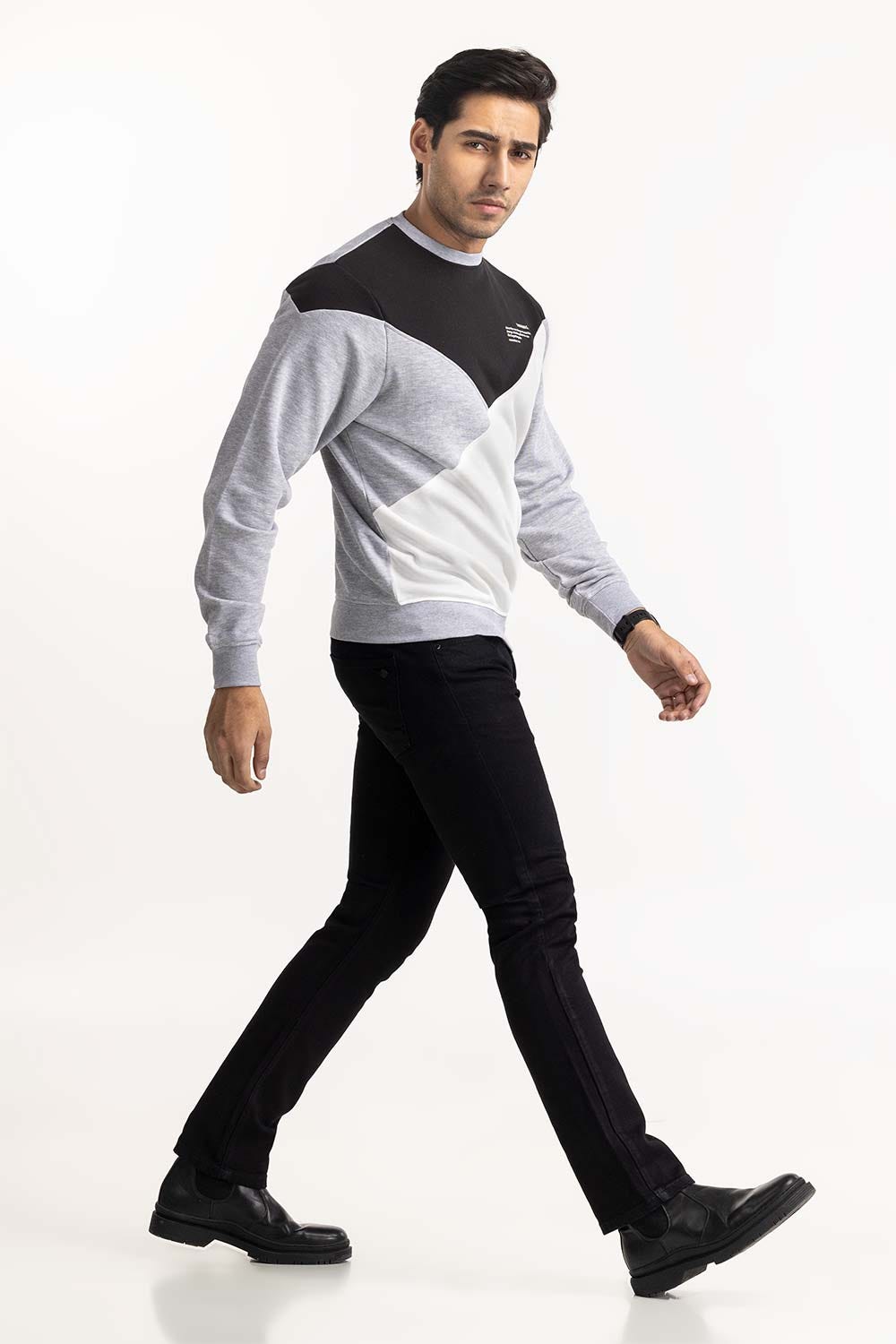 Monochrome Color Block SweatShirt SWS-F22-036