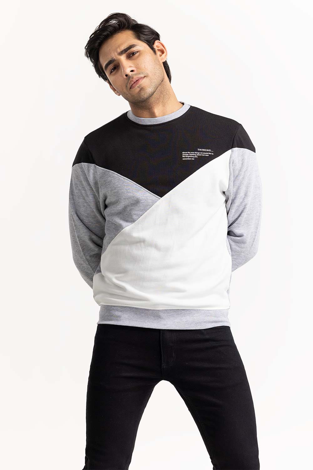 Monochrome Color Block SweatShirt SWS-F22-036