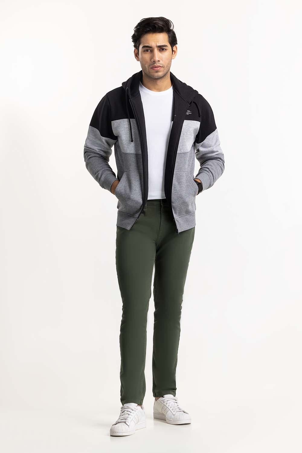 Monochrome Color Block ZipUp Hoodie JKT-KNTHZ22-044