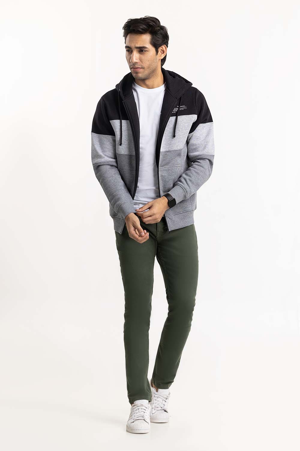 Monochrome Color Block ZipUp Hoodie JKT-KNTHZ22-044