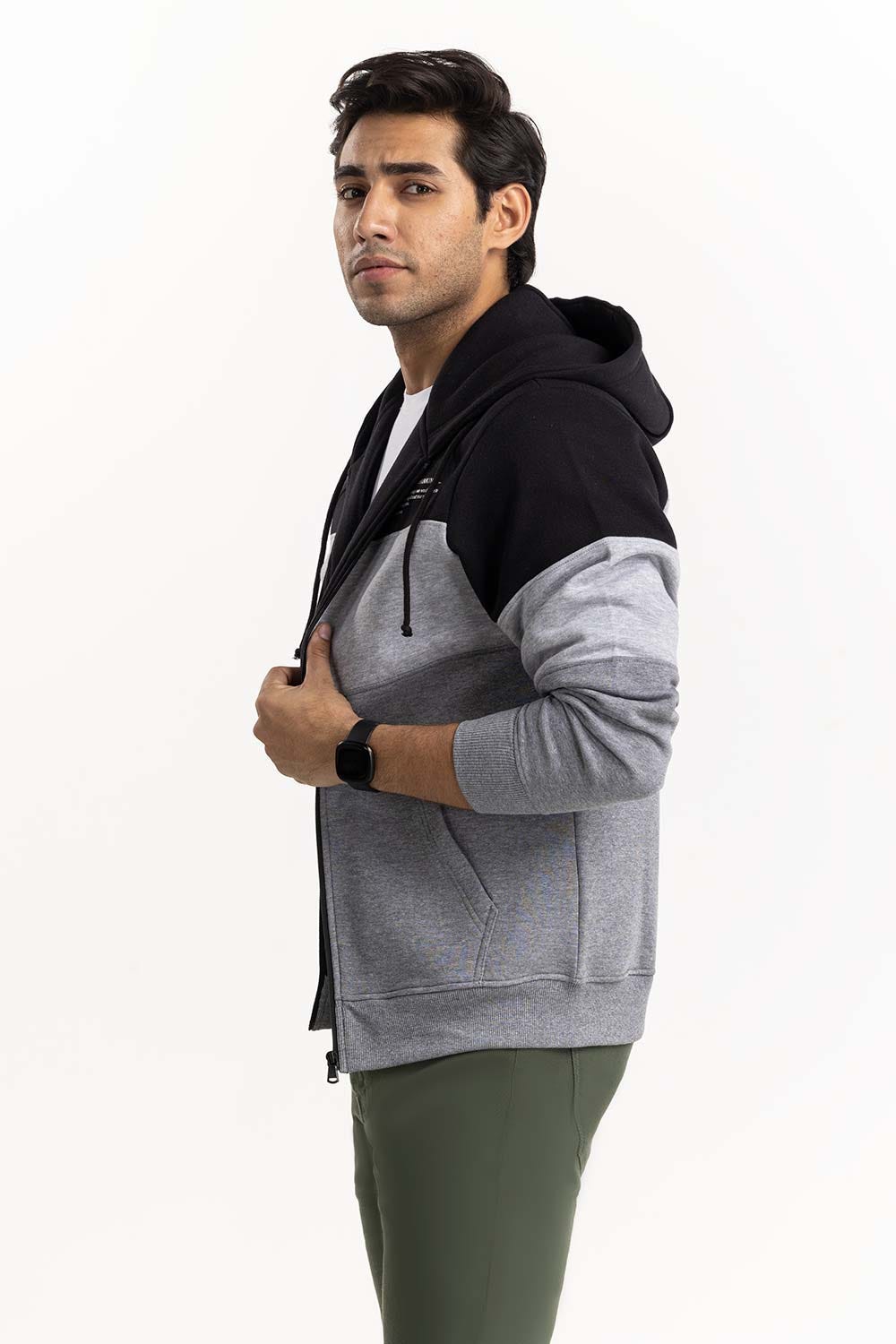 Monochrome Color Block ZipUp Hoodie JKT-KNTHZ22-044