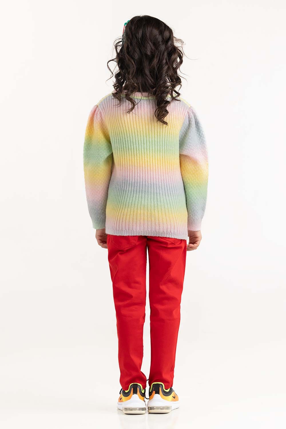 Toddler Girl Multi-Colored Knit Sweater With Crew Neck 224-611-012