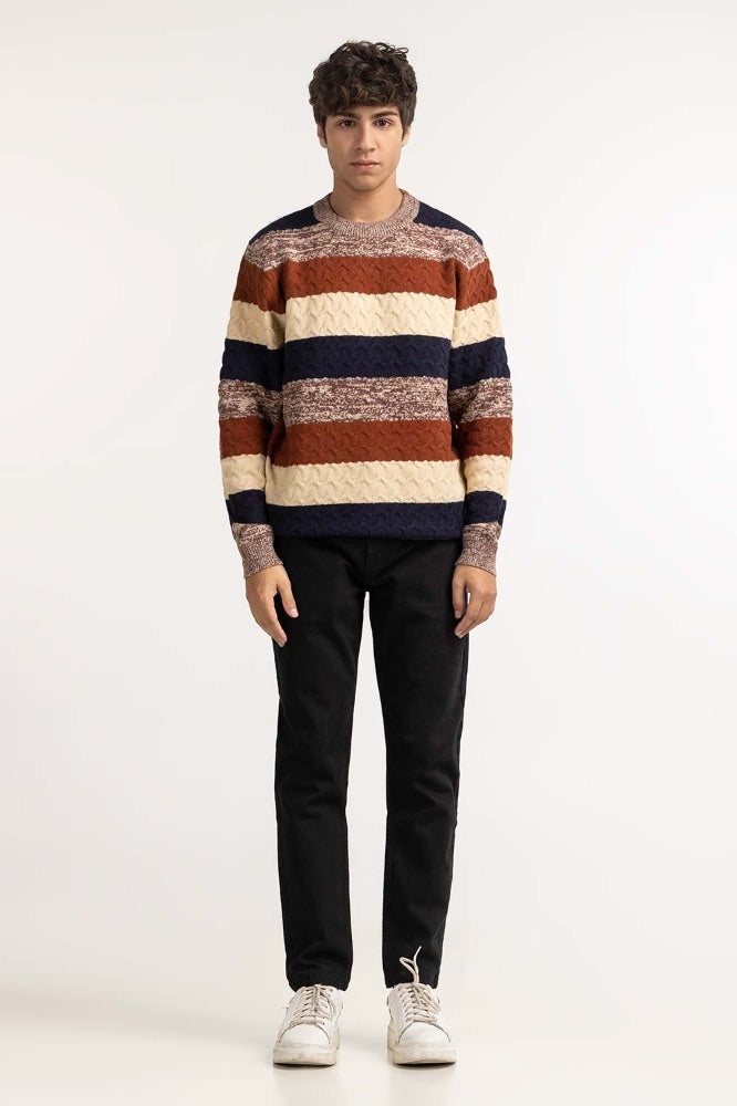 Multi Cabling Fashion Sweater MN-SWT-WS23-080