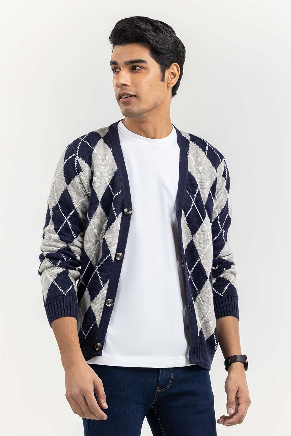 Multi Color Argyle Cardigan SWT-FFSCD22-182