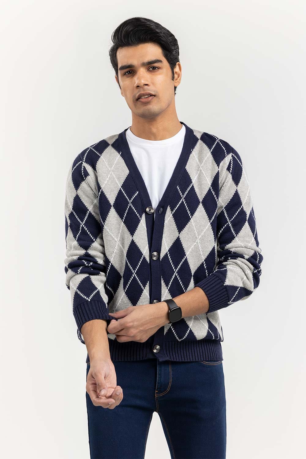 Multi Color Argyle Cardigan SWT-FFSCD22-182