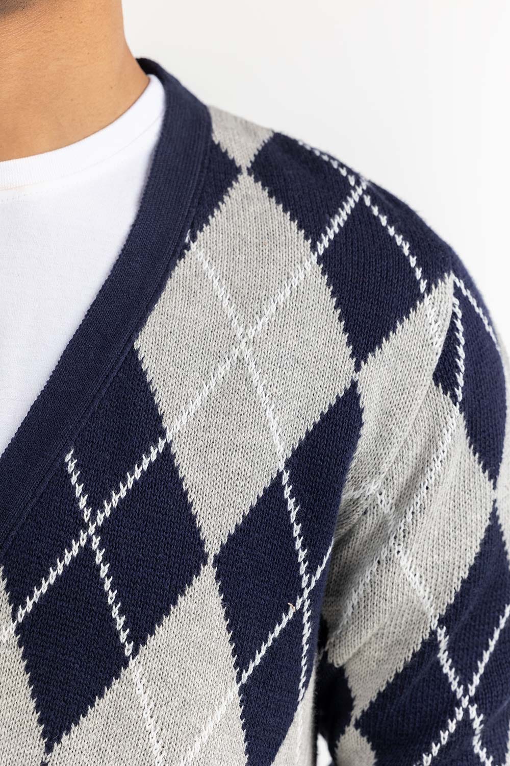 Multi Color Argyle Cardigan SWT-FFSCD22-182