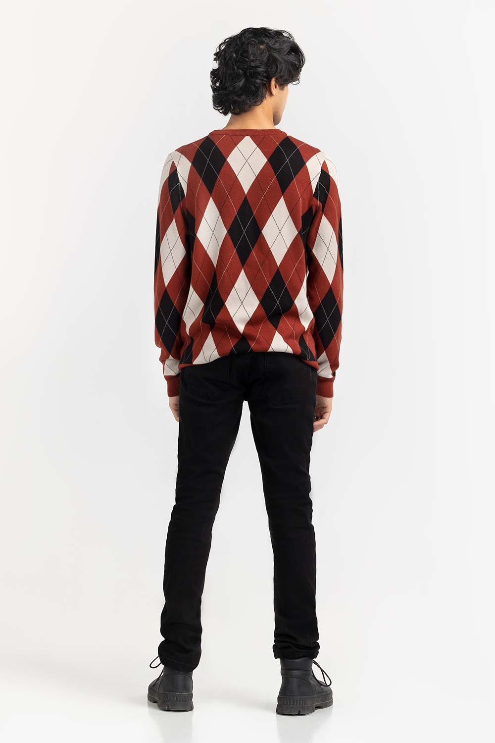 Multi Color Argyle Crew Neck Sweater SWT-FFSCN22-249