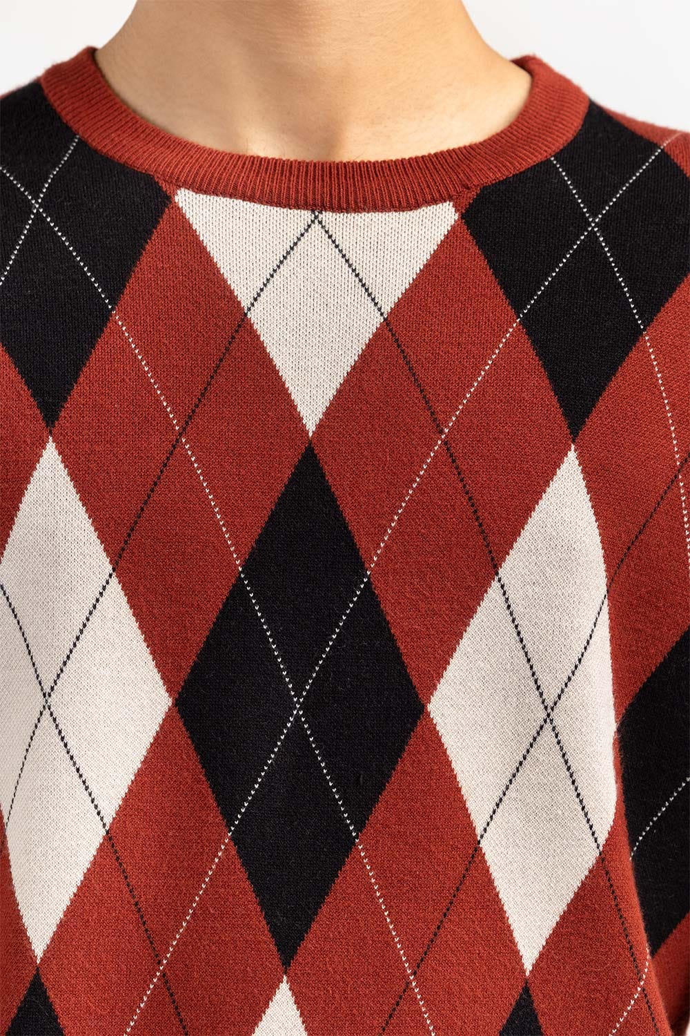 Multi Color Argyle Crew Neck Sweater SWT-FFSCN22-249