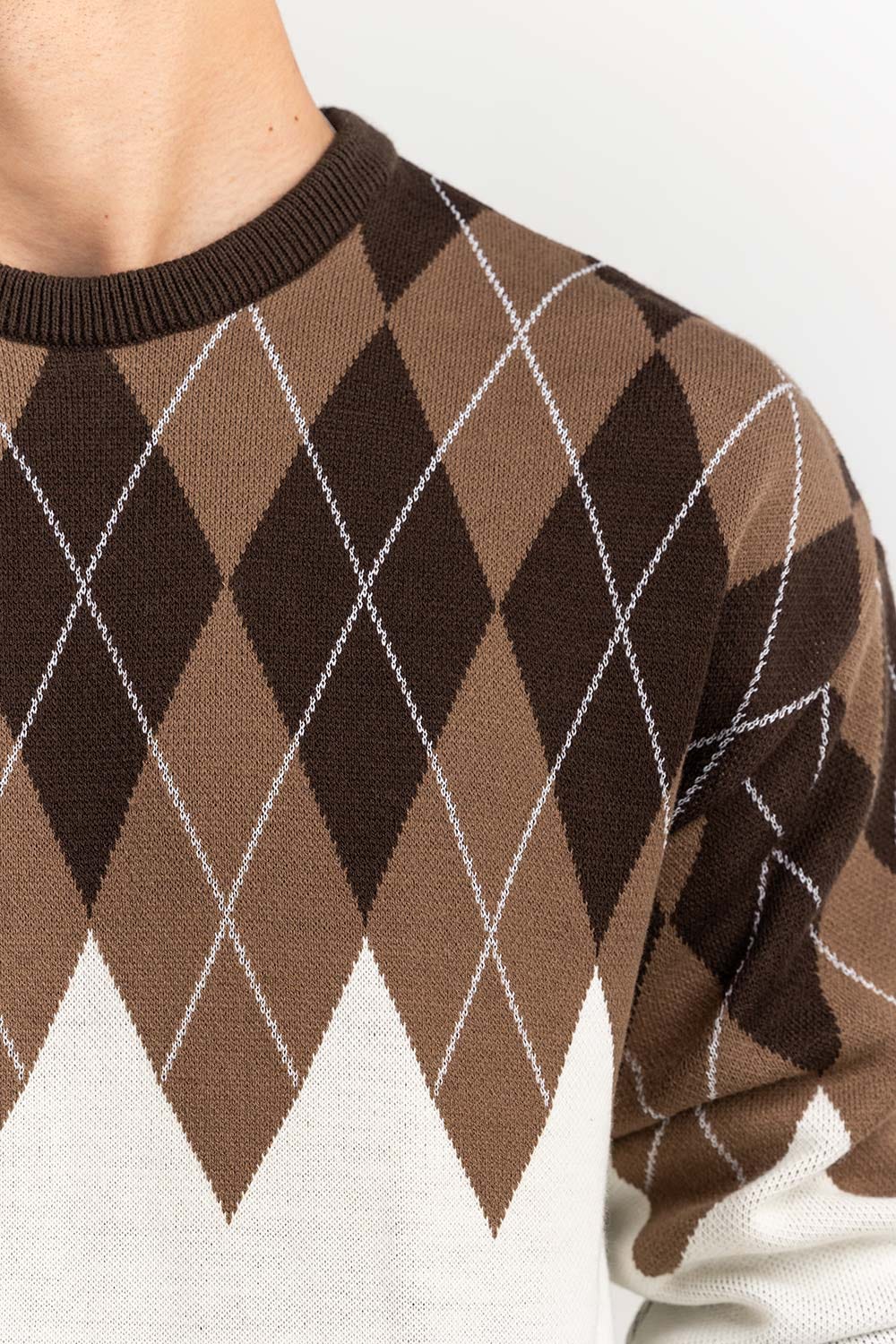 Multi Color Argyle Crew Neck Sweater SWT-FFSOS22-124