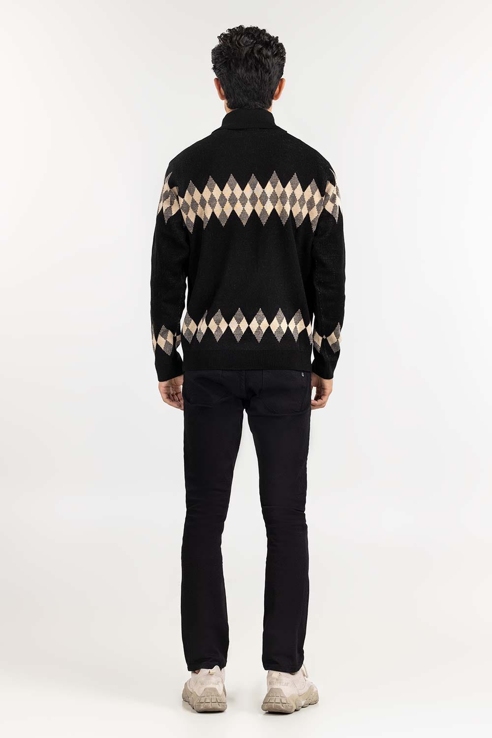 Multi Color Argyle High Neck Sweater SWT-FFSHN22-154