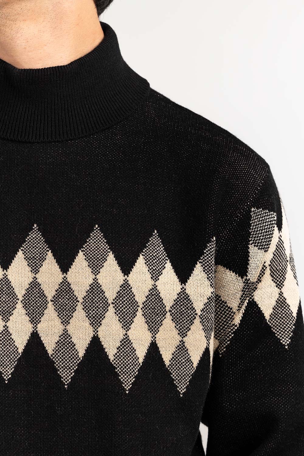 Multi Color Argyle High Neck Sweater SWT-FFSHN22-154