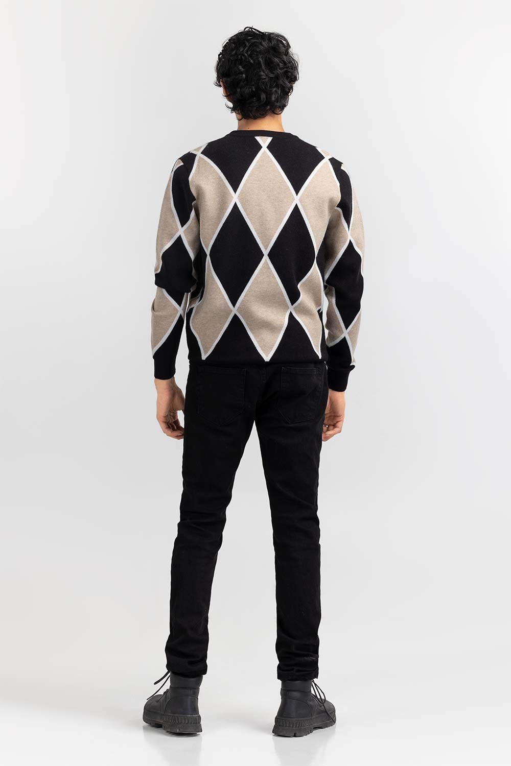 Multi Color Argyle V Neck Sweater SWT-FFSVN22-230