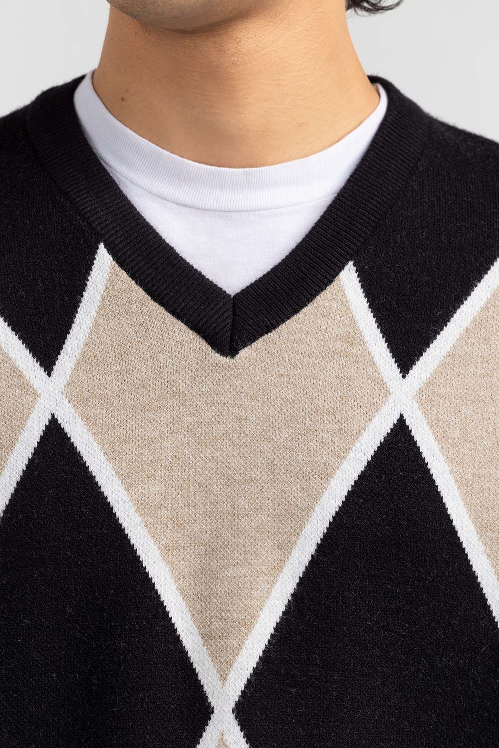 Multi Color Argyle V Neck Sweater SWT-FFSVN22-230