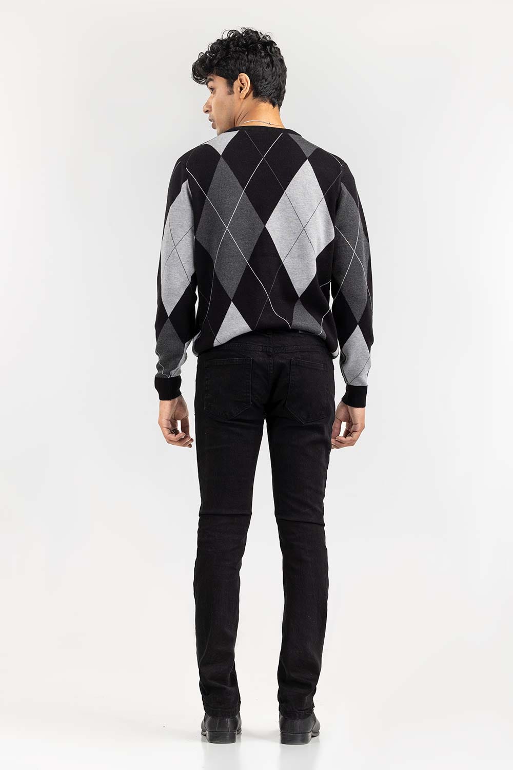 Multi Color Argyle V Neck Sweater SWT-FFSVN22-244