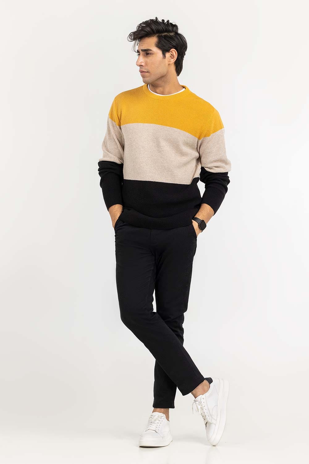 Multi Color Block Crew Neck Sweater SWT-FFSCN22-125