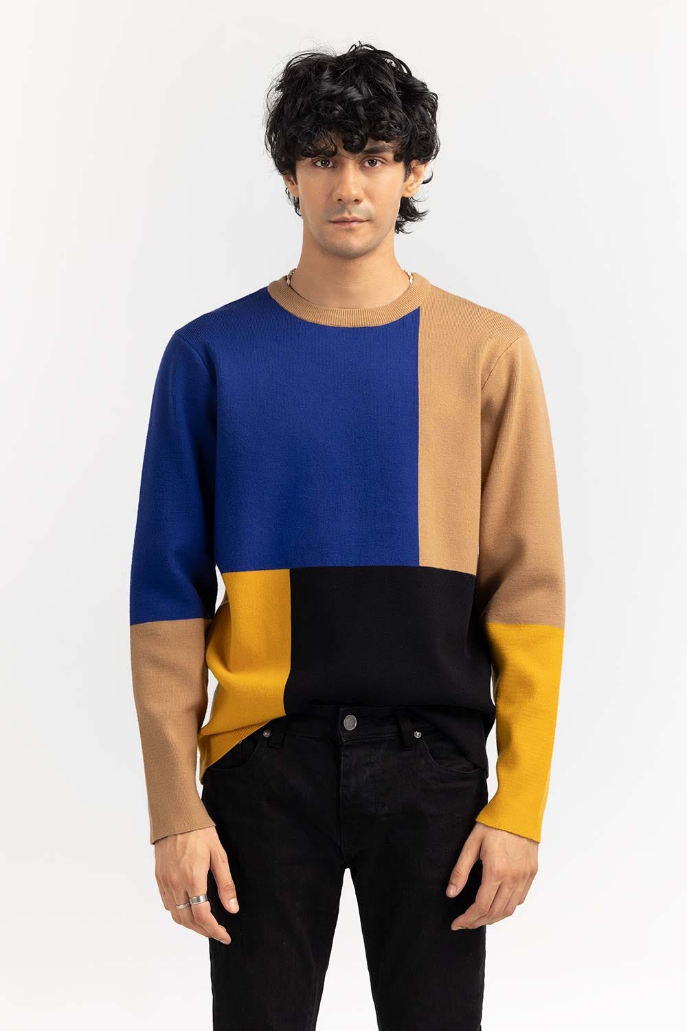 Multi Color Block Crew Neck Sweater SWT-FFSCN22-234
