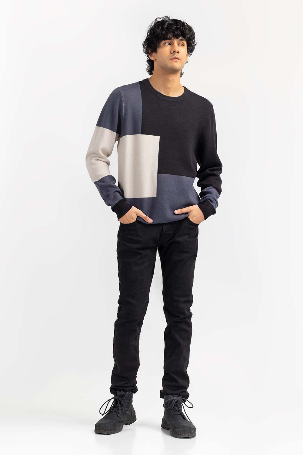 Multi Color Block Crew Neck Sweater SWT-FFSCN22-239