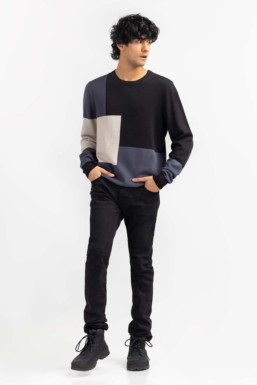 Multi Color Block Crew Neck Sweater SWT-FFSCN22-239