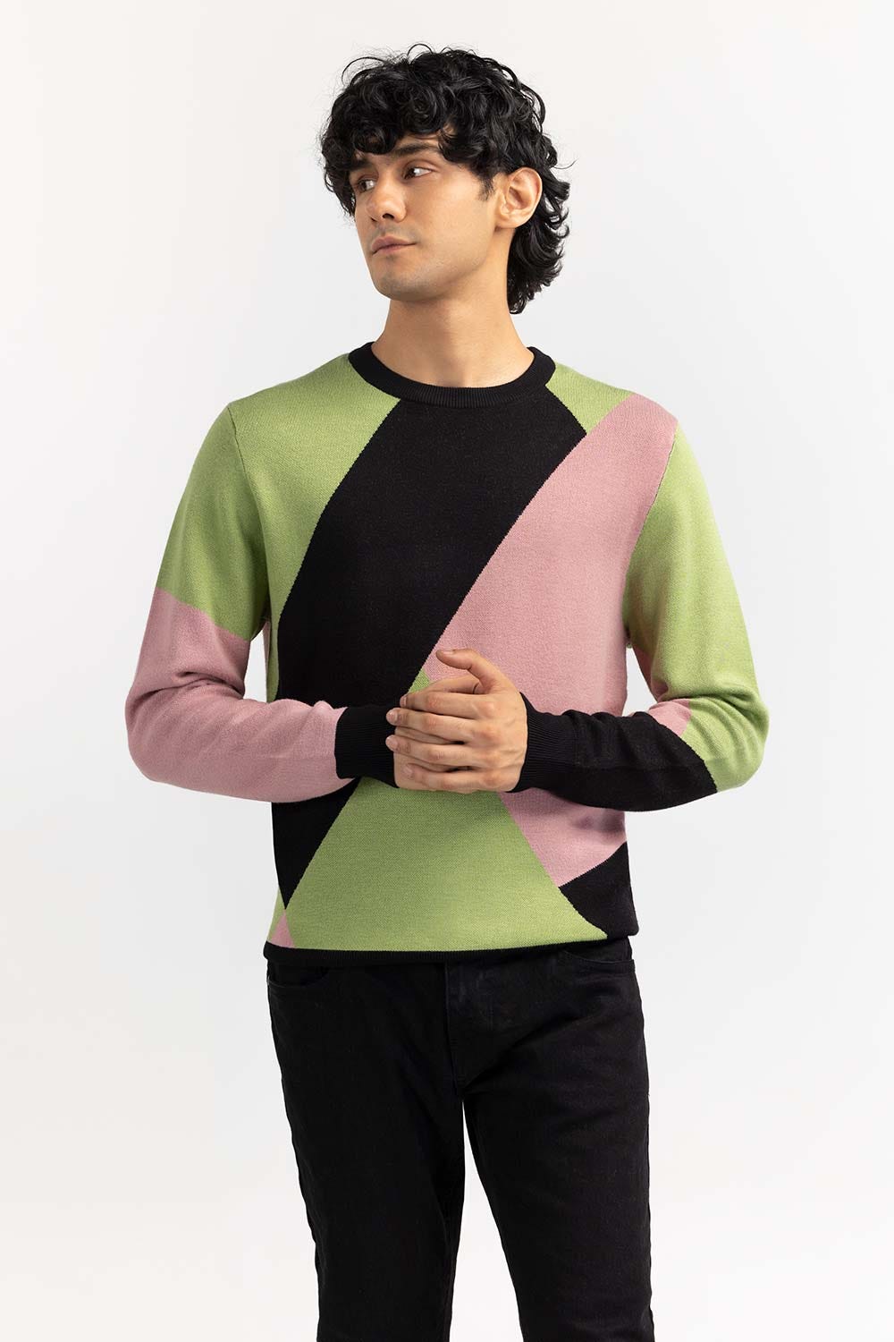 Multi Color Block Crew Neck Sweater SWT-FFSCN22-246