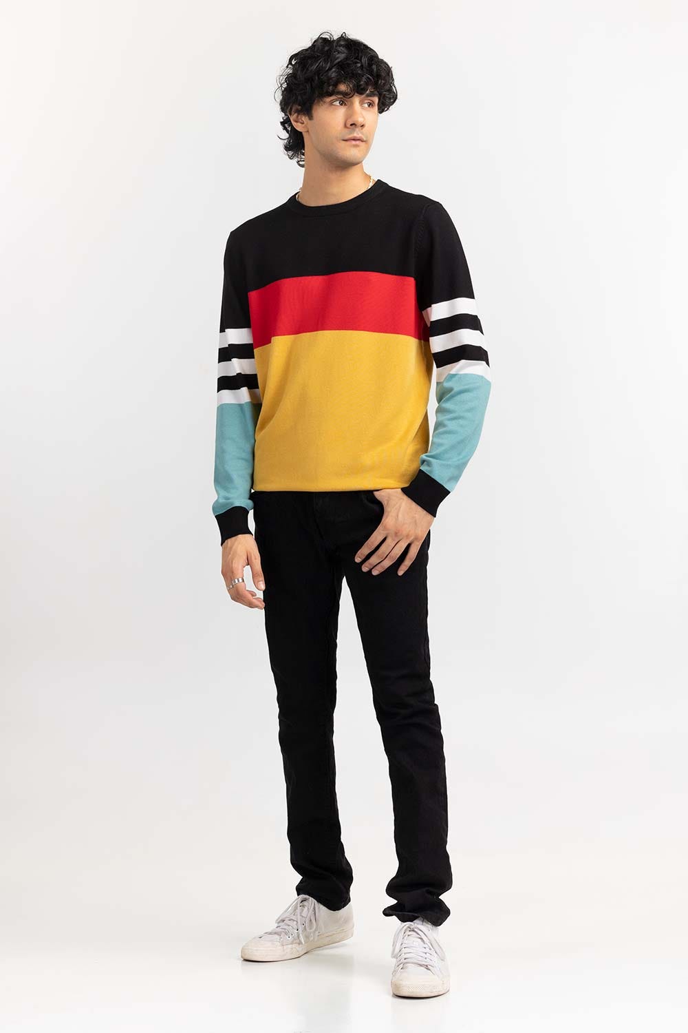 Multi Color Block Crew Neck Sweater SWT-FFSCN22-253