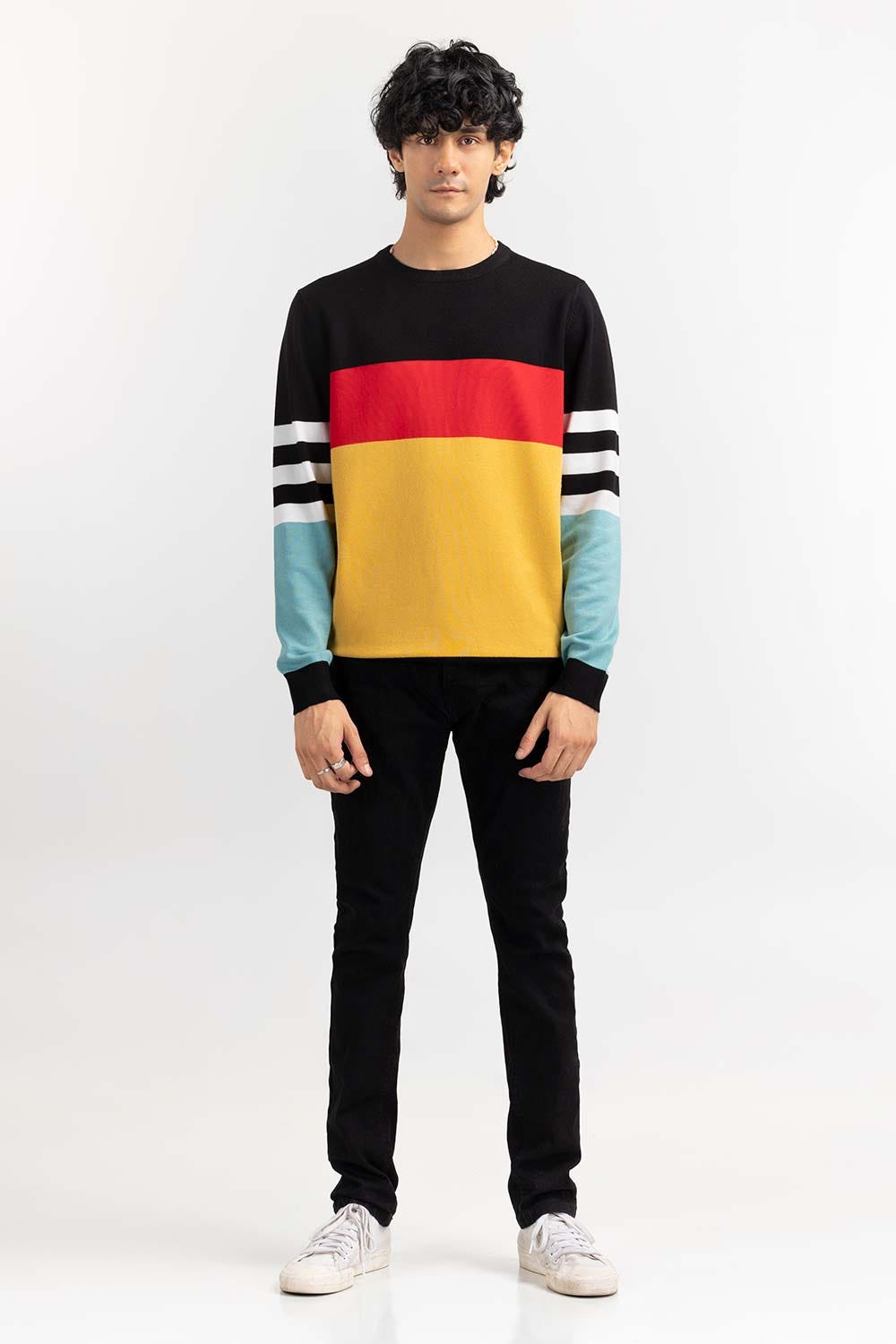 Multi Color Block Crew Neck Sweater SWT-FFSCN22-253