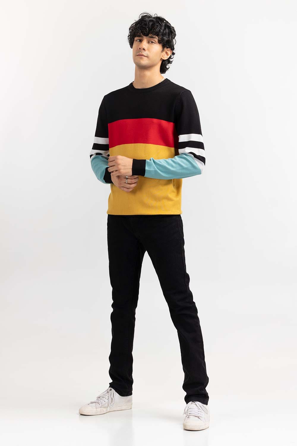 Multi Color Block Crew Neck Sweater SWT-FFSCN22-253