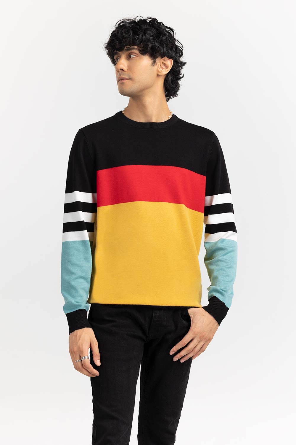 Multi Color Block Crew Neck Sweater SWT-FFSCN22-253