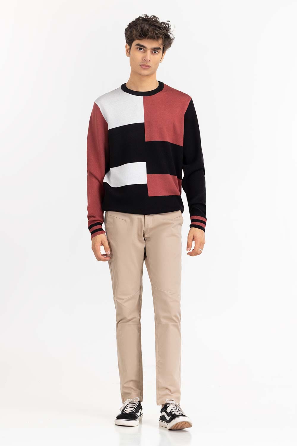 Multi Color Block Crew Neck Sweater SWT-FFSCN22-255