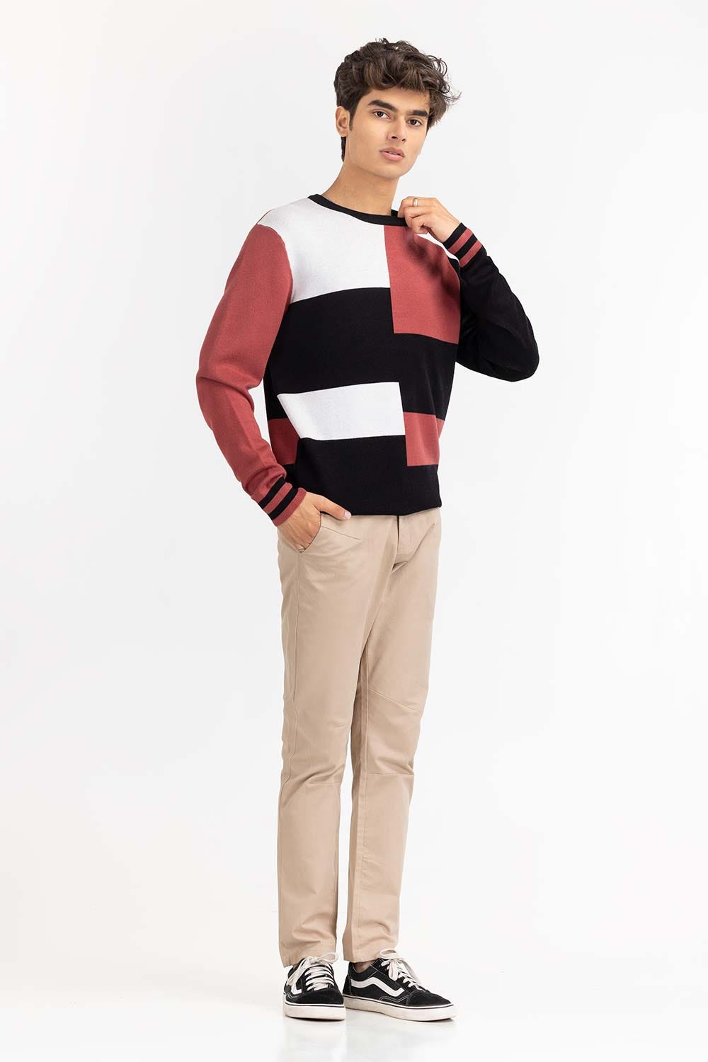 Multi Color Block Crew Neck Sweater SWT-FFSCN22-255