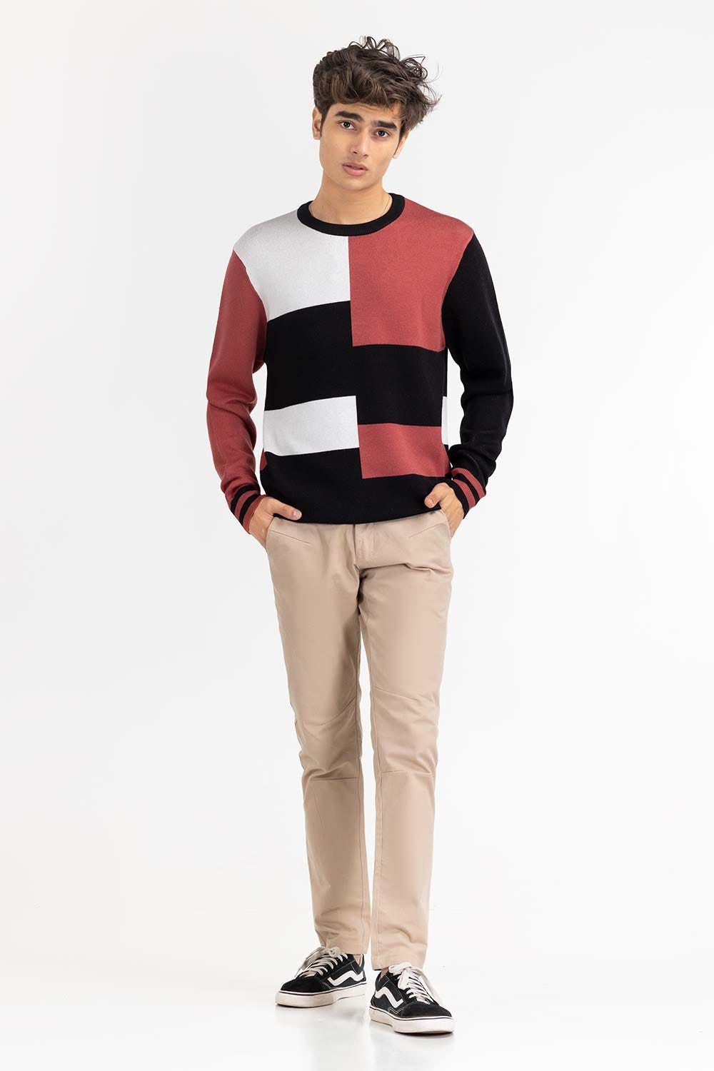 Multi Color Block Crew Neck Sweater SWT-FFSCN22-255