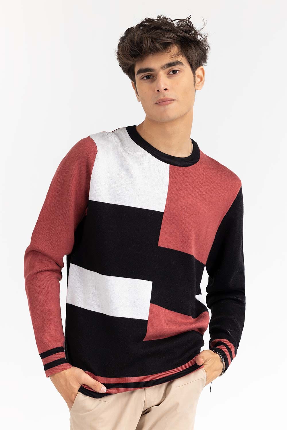 Multi Color Block Crew Neck Sweater SWT-FFSCN22-255