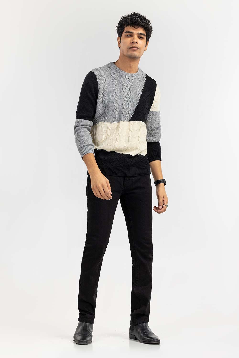 Multi Color Block Crew Neck Sweater SWT-FFSCN22-270