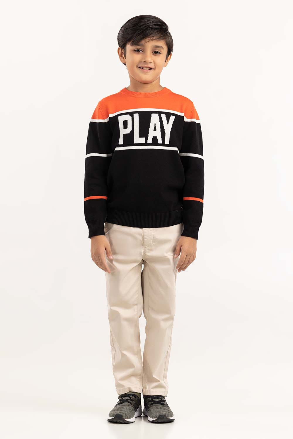 Junior Boy Multi Color Block Knit Sweater 224-311-048