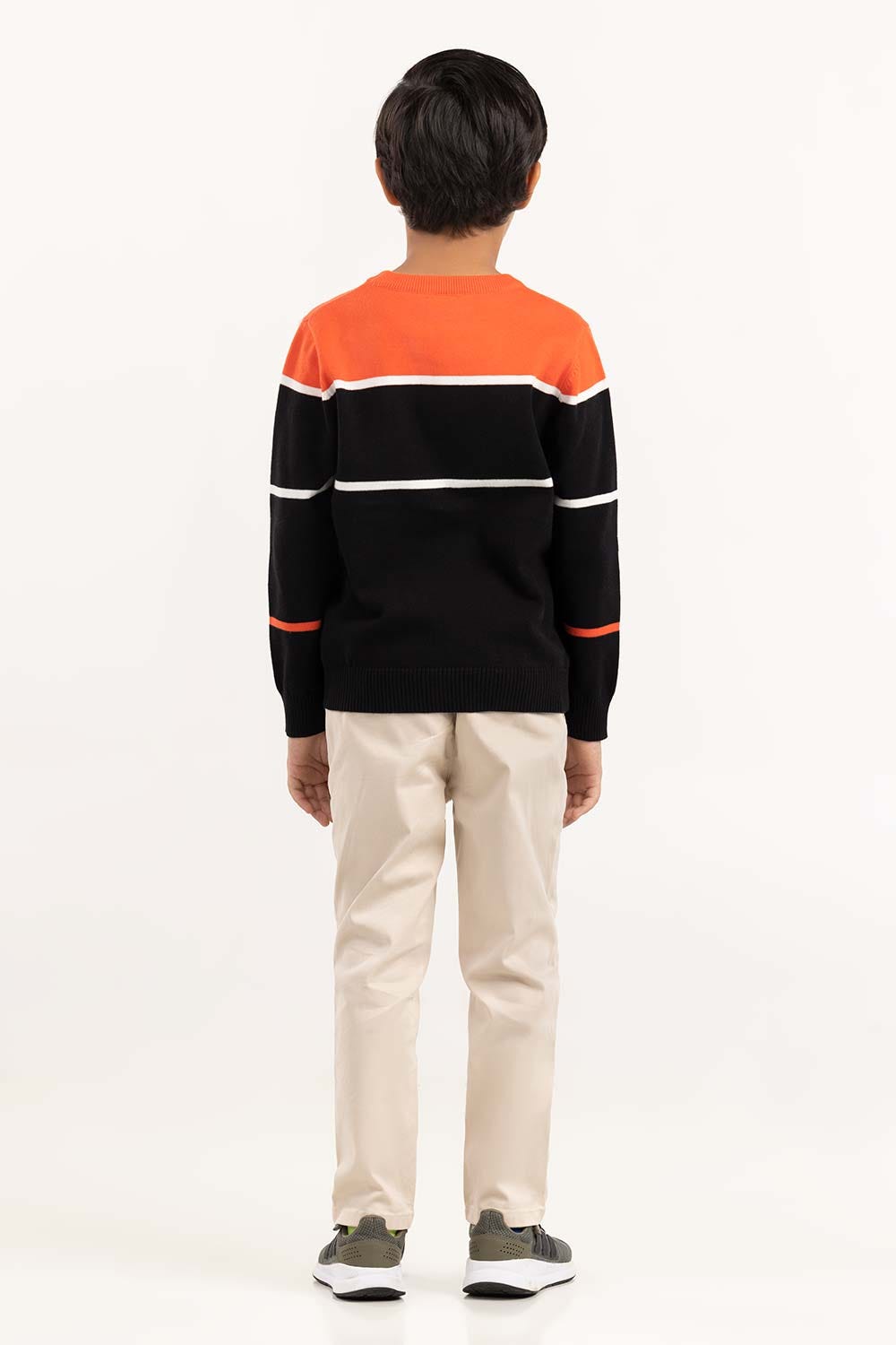 Junior Boy Multi Color Block Knit Sweater 224-311-048