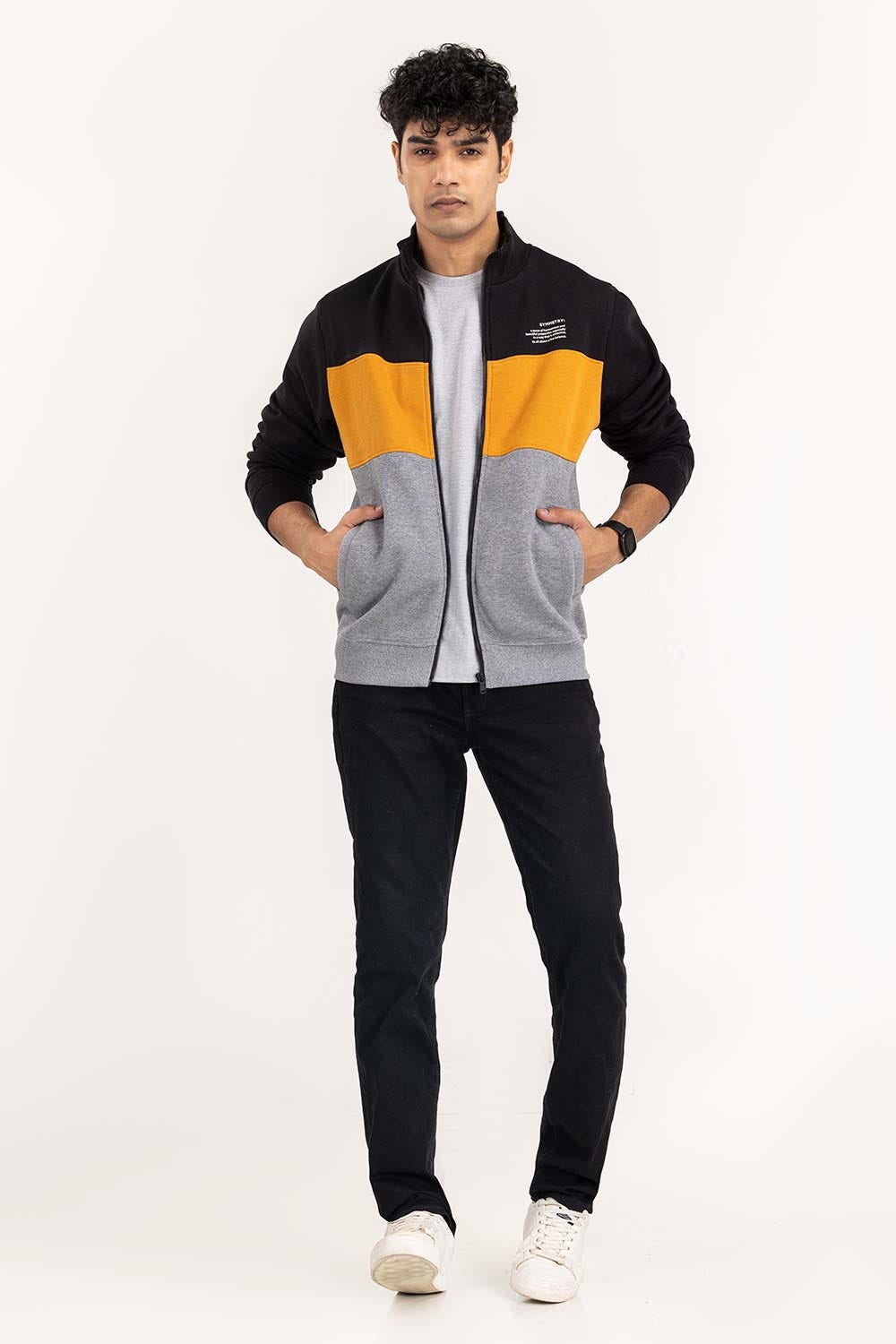 Multi Color Block Track Zipper JKT-KNTMNZ22-059