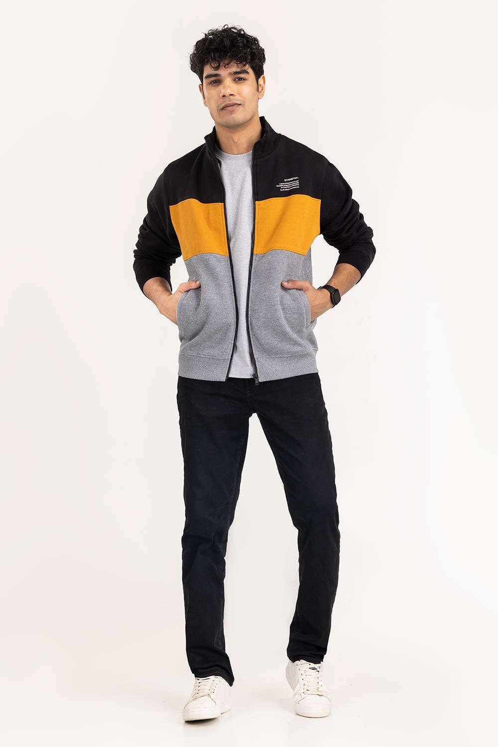 Multi Color Block Track Zipper JKT-KNTMNZ22-059