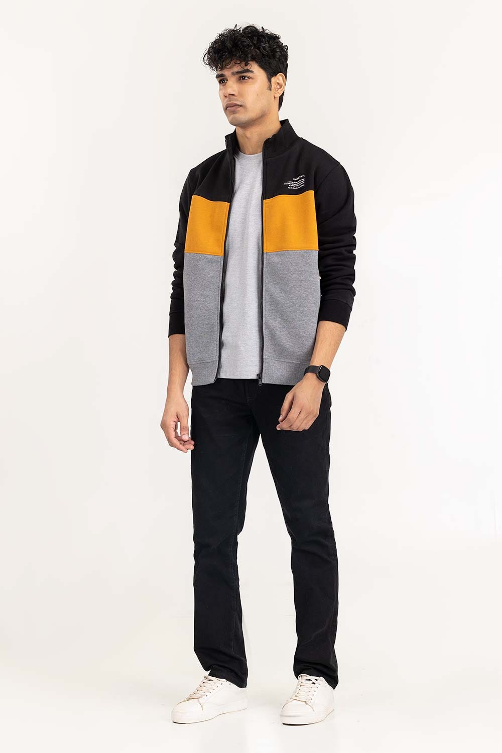 Multi Color Block Track Zipper JKT-KNTMNZ22-059