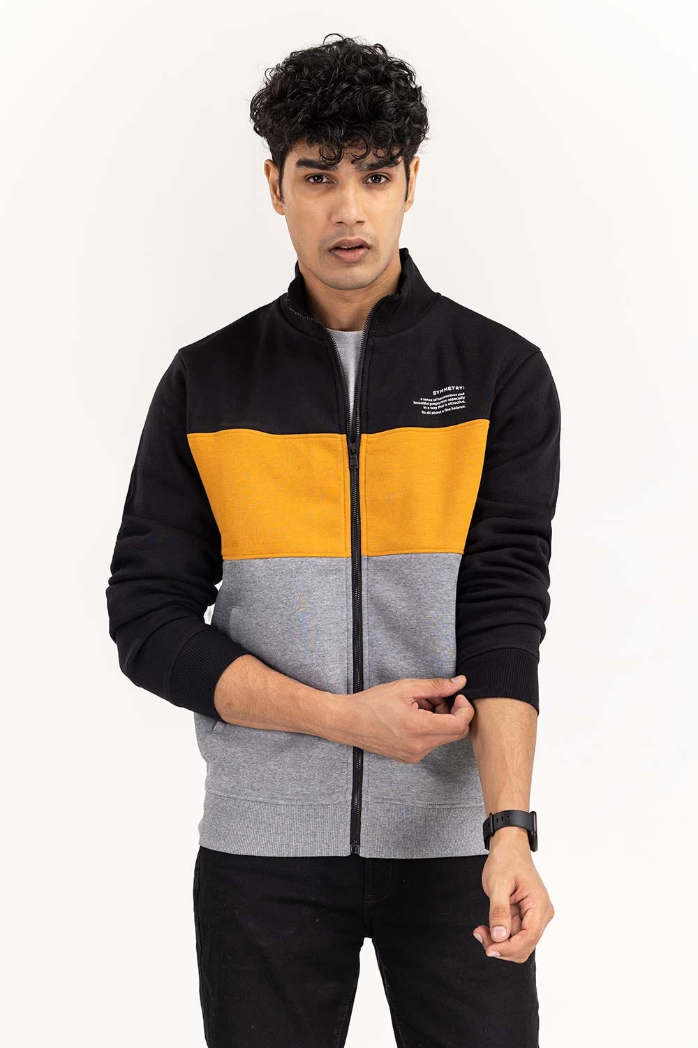 Multi Color Block Track Zipper JKT-KNTMNZ22-059