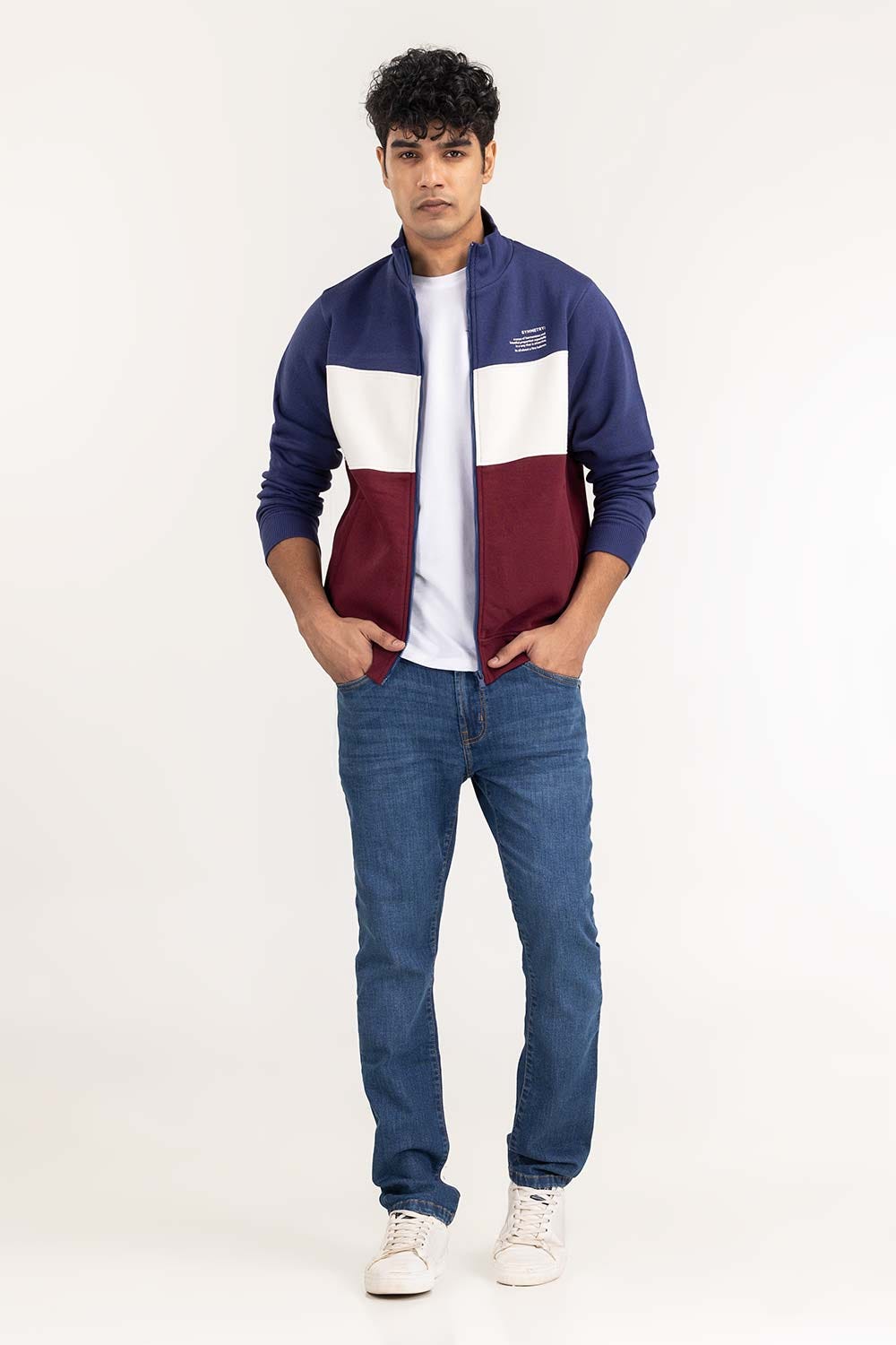 Multi Color Block Zipper JKT-KNTMNZ22-058