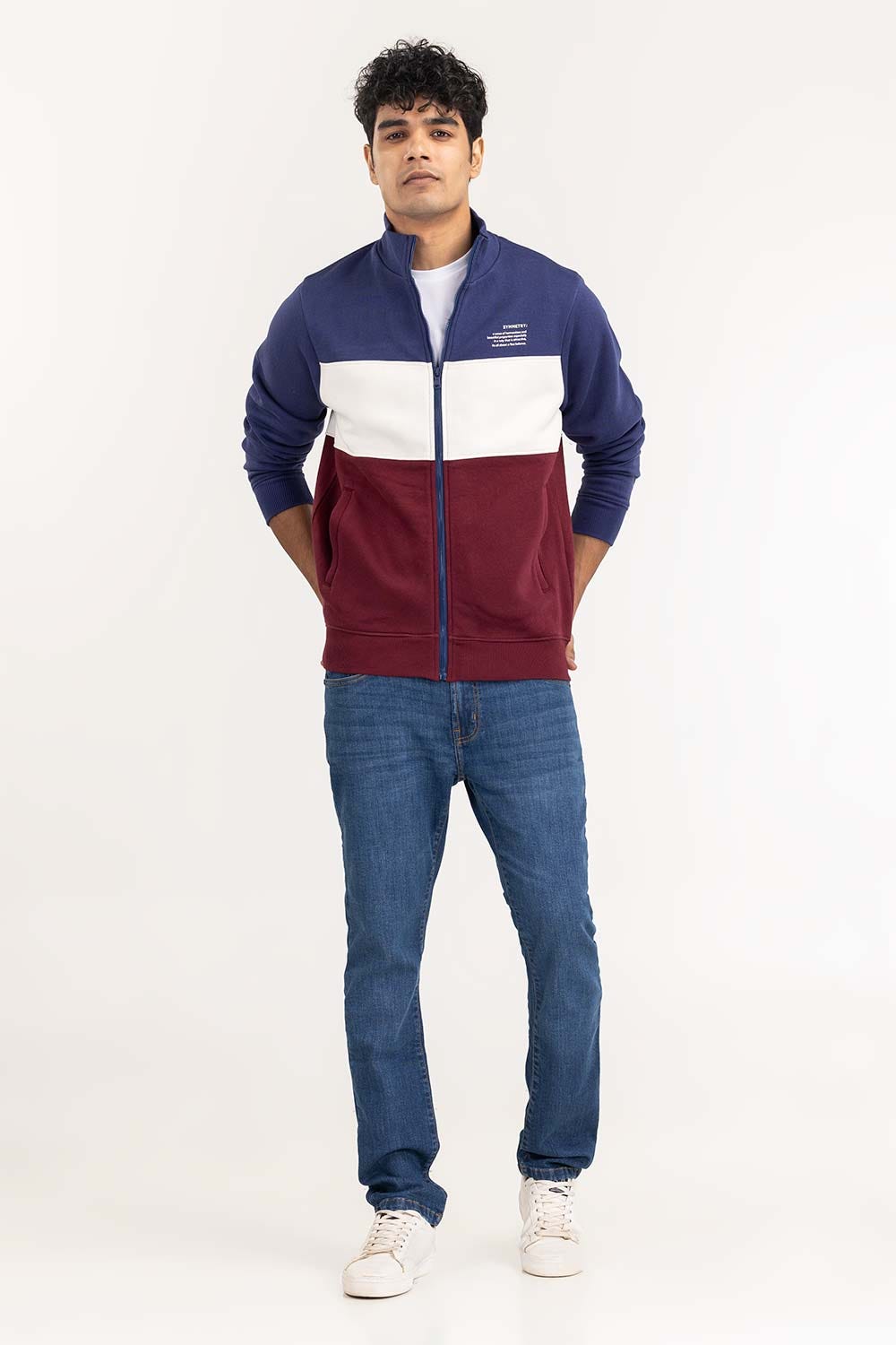 Multi Color Block Zipper JKT-KNTMNZ22-058