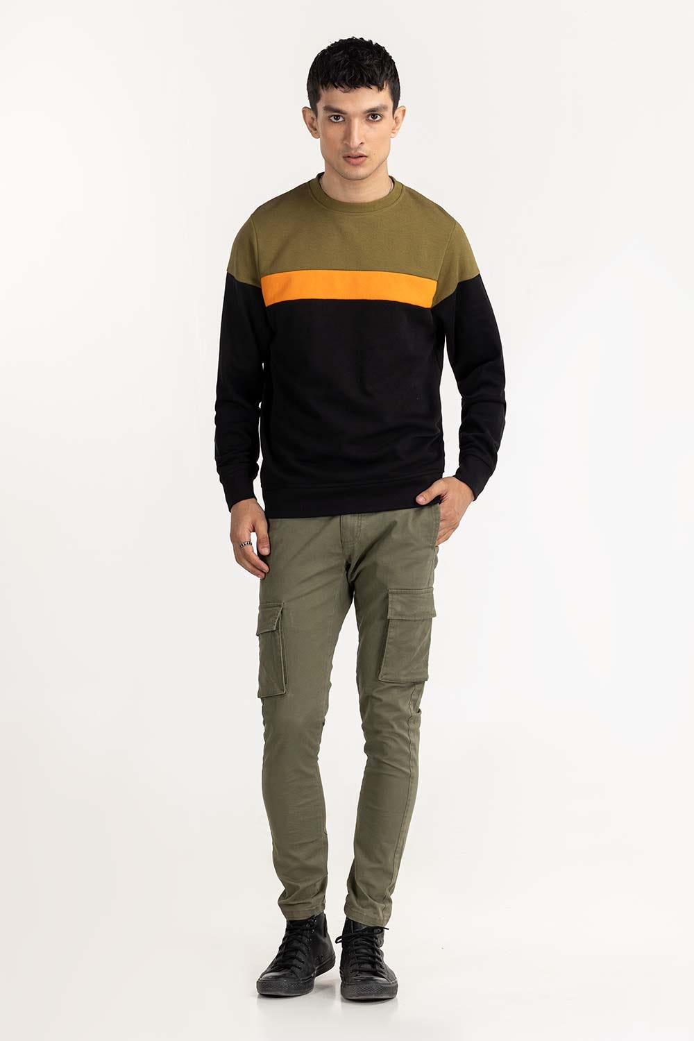 Multi Color Bsic Mock Neck Sweat Shirt SWS-F22-019