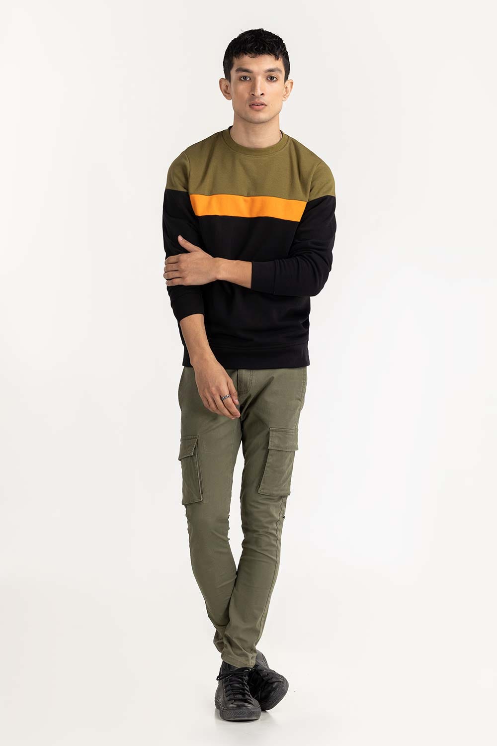 Multi Color Bsic Mock Neck Sweat Shirt SWS-F22-019