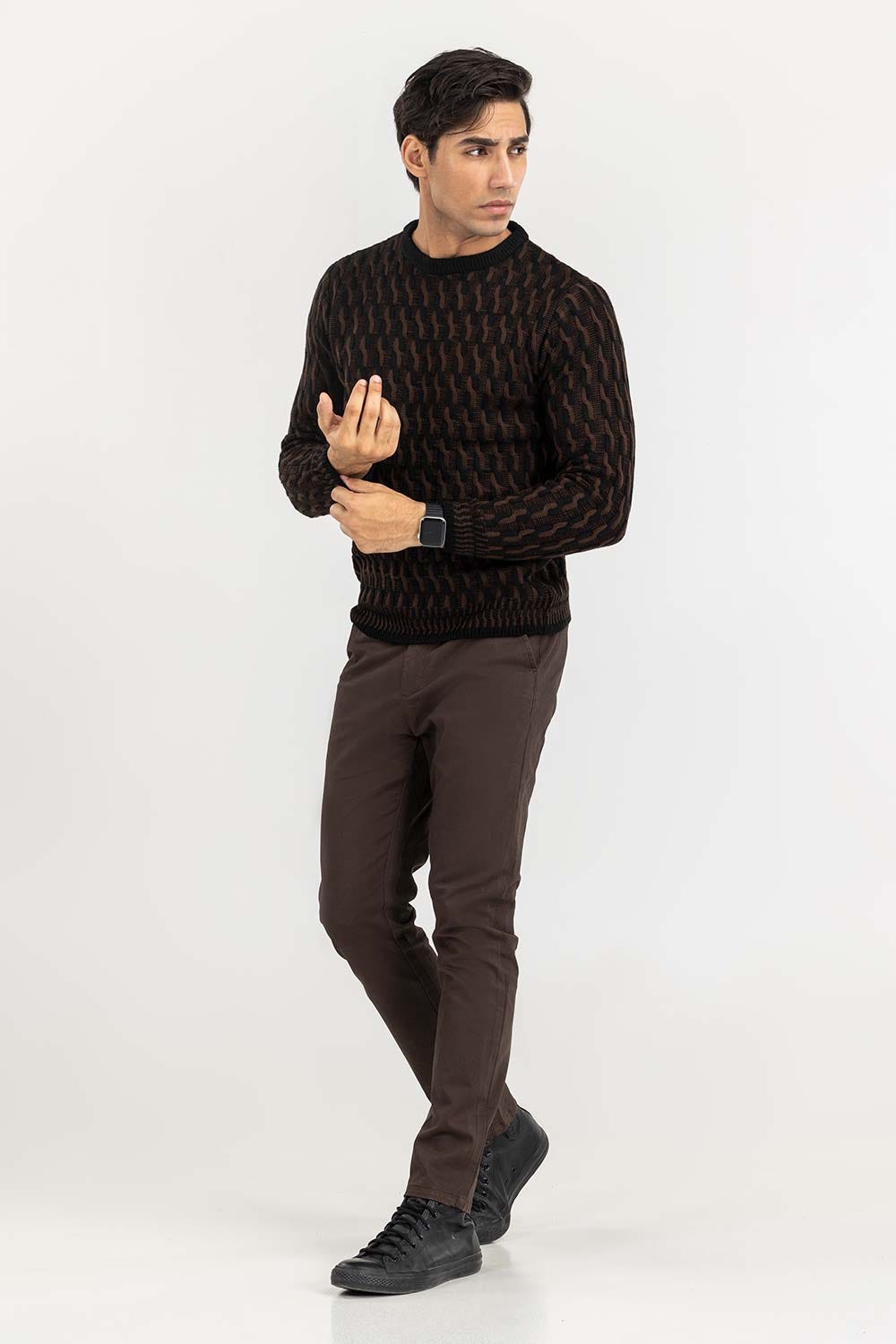 Multi Color Cabling Crew Neck Sweater SWT-FFSCN22-159