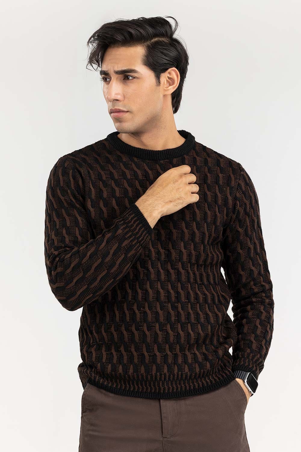 Multi Color Cabling Crew Neck Sweater SWT-FFSCN22-159