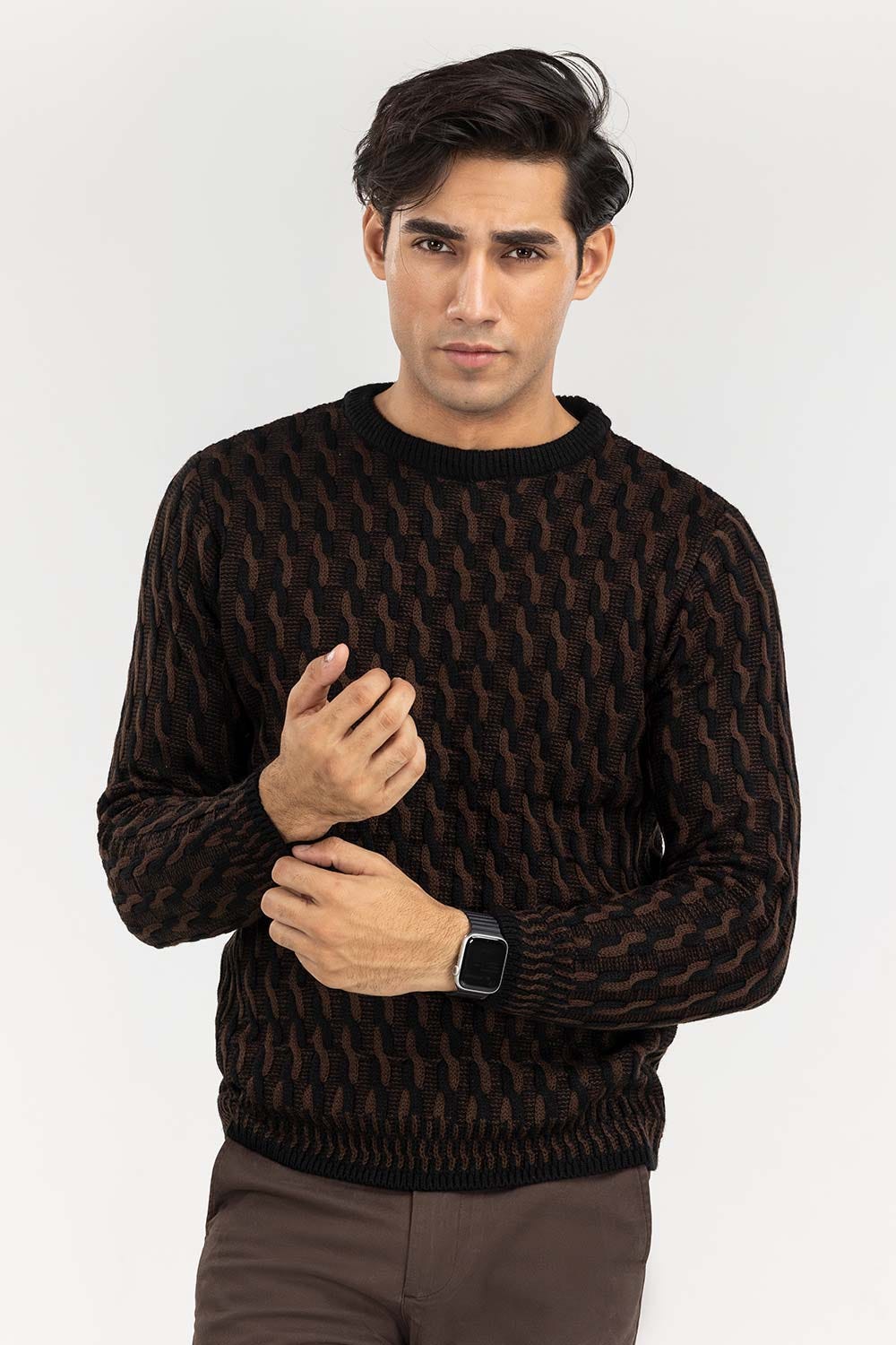Multi Color Cabling Crew Neck Sweater SWT-FFSCN22-159