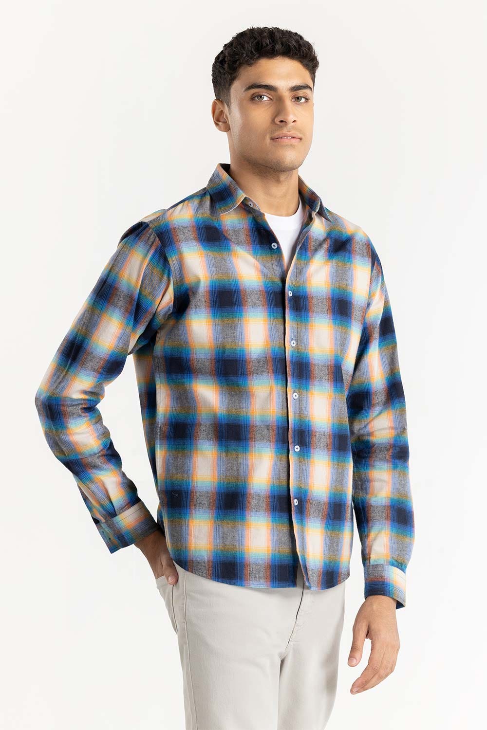 Multi Color Checkered Button Down Shirt 224-117-019