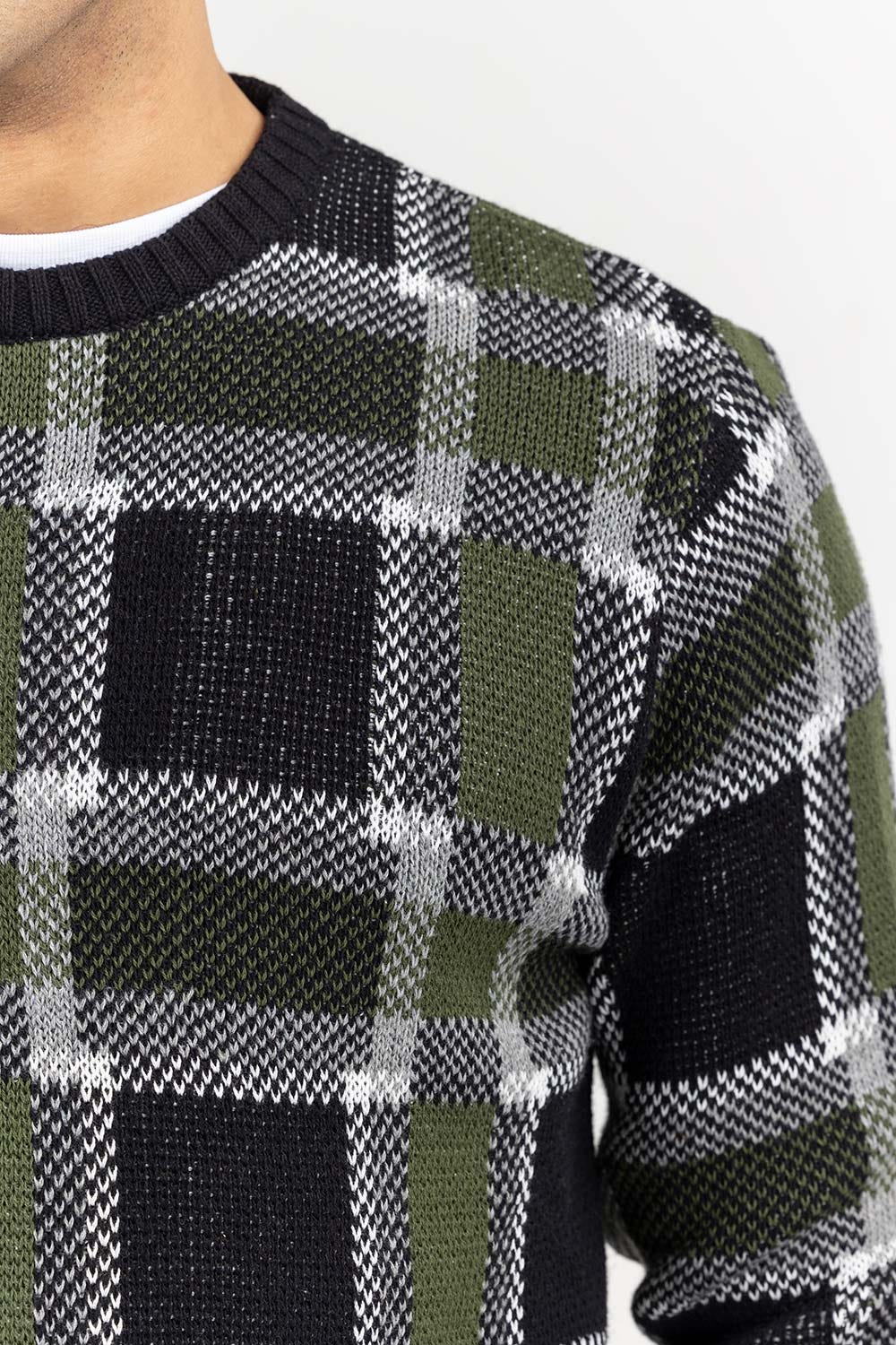 Multi Color Checkered Crew Neck Sweater SWT-FFSCN22-198