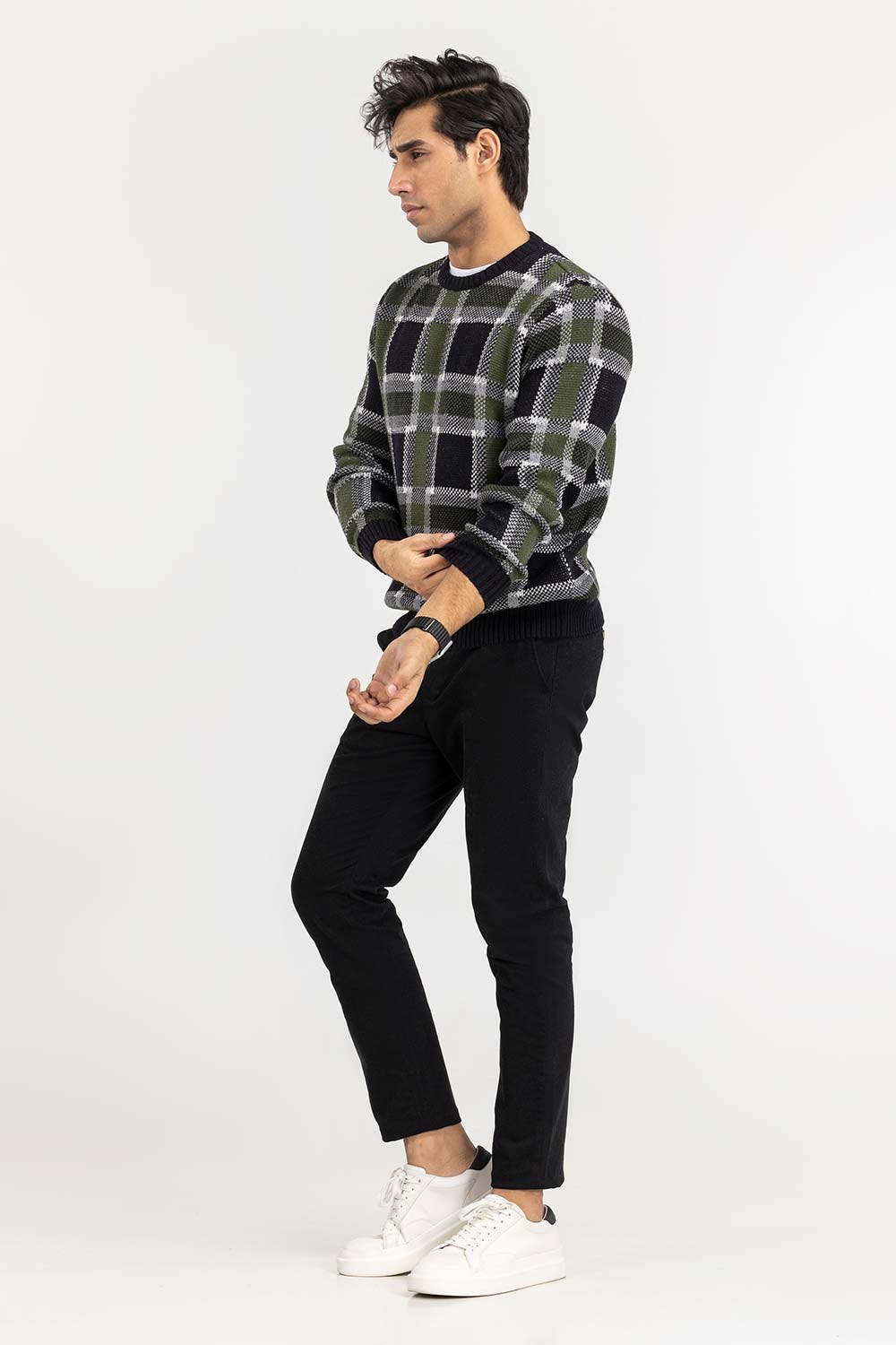 Multi Color Checkered Crew Neck Sweater SWT-FFSCN22-198