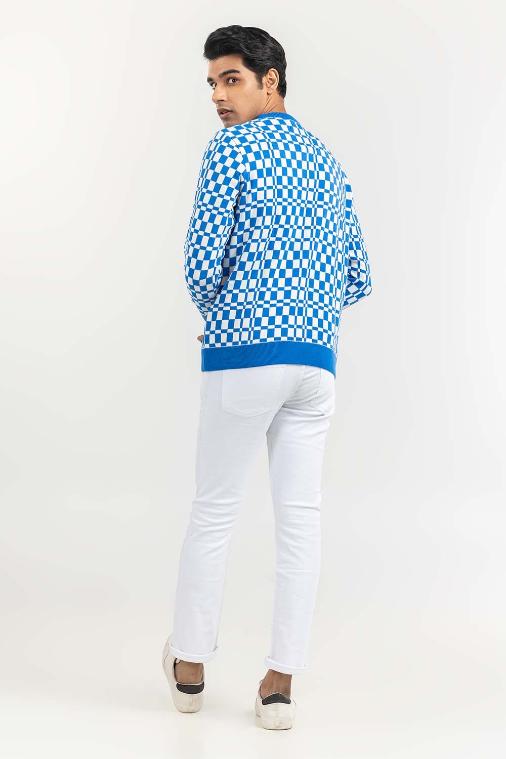 Multi Color Checkered Crew Neck Sweater SWT-FFSTN22-128
