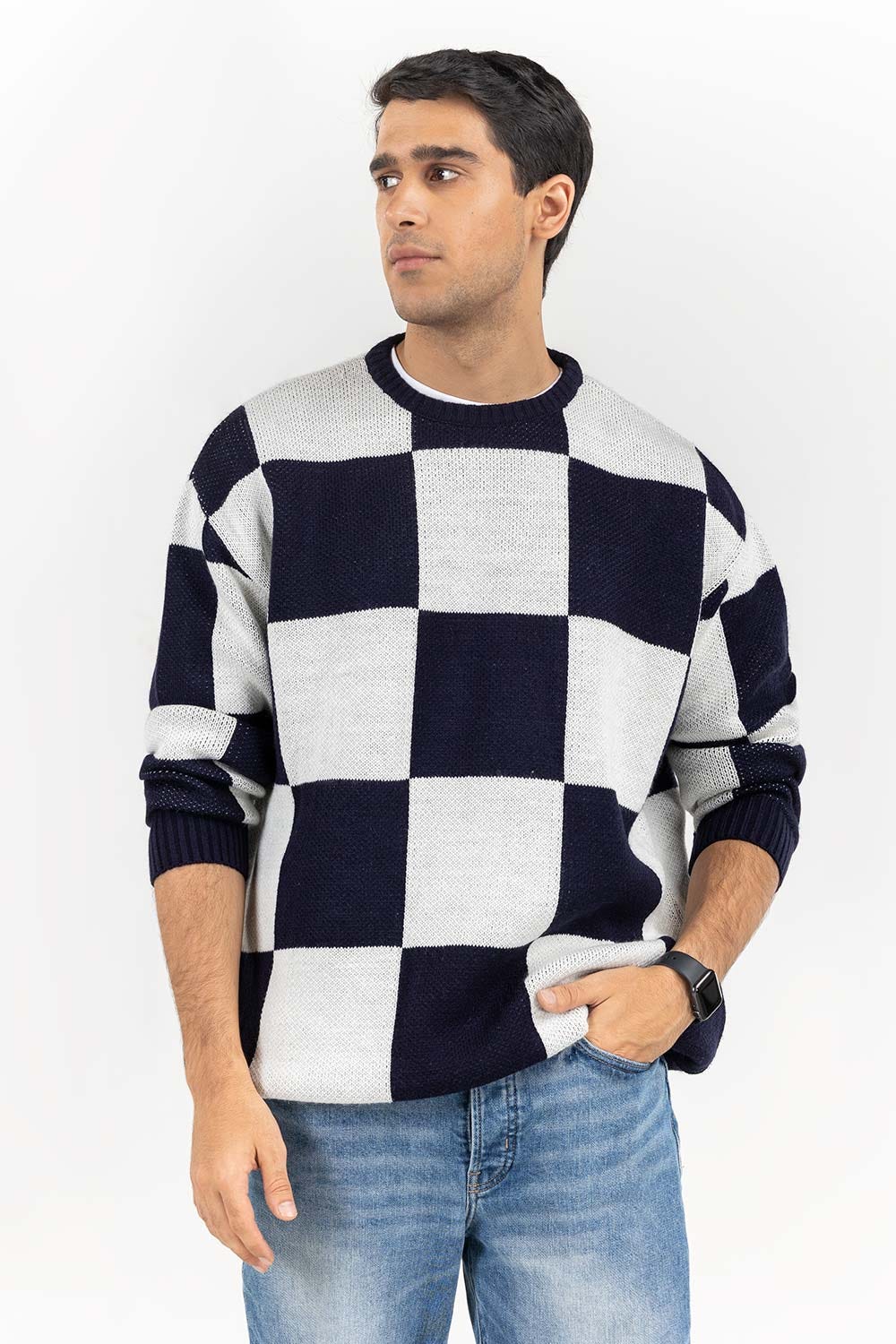 Multi Color Checkered Oversized Sweater SWT-FFSOS22-173